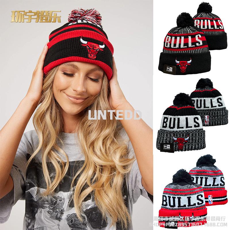 Woolen hat RedBull Warm hat with Chicago team logo, outdoor sports beanie with personalized lettering