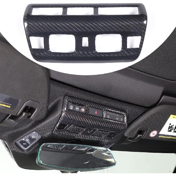 Real Carbon Fiber Roof Reading Light Lamp Cover Trim Compatible with Chevrolet Corvette C8 2020-2026, Top Reading Light Cover, Inner Front Reading чёрный