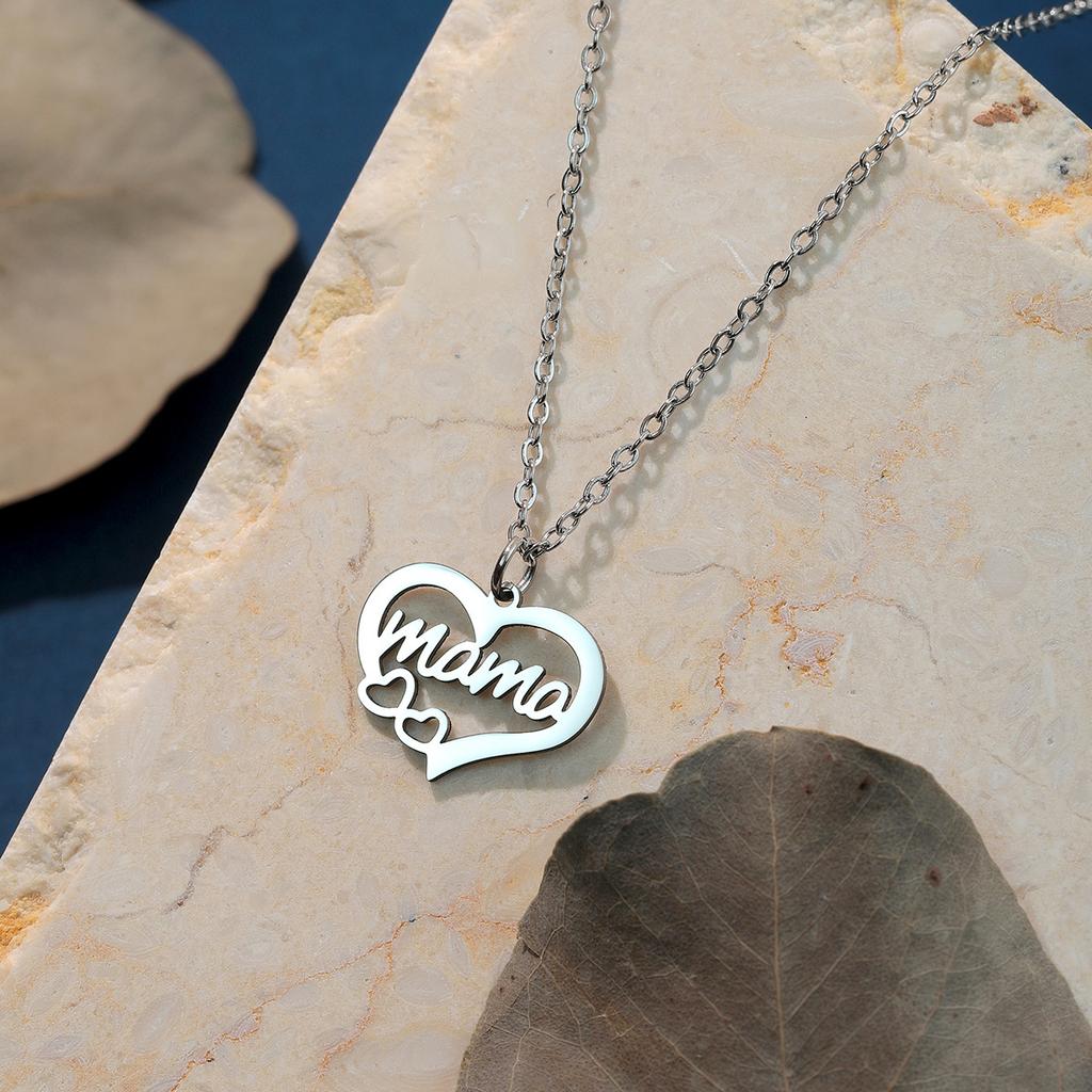 Delicate Heart Shaped MAMA Lettering Pendant Necklace Family Mom Necklaces Pendants Jewelry Romantic Mother's Day Gift