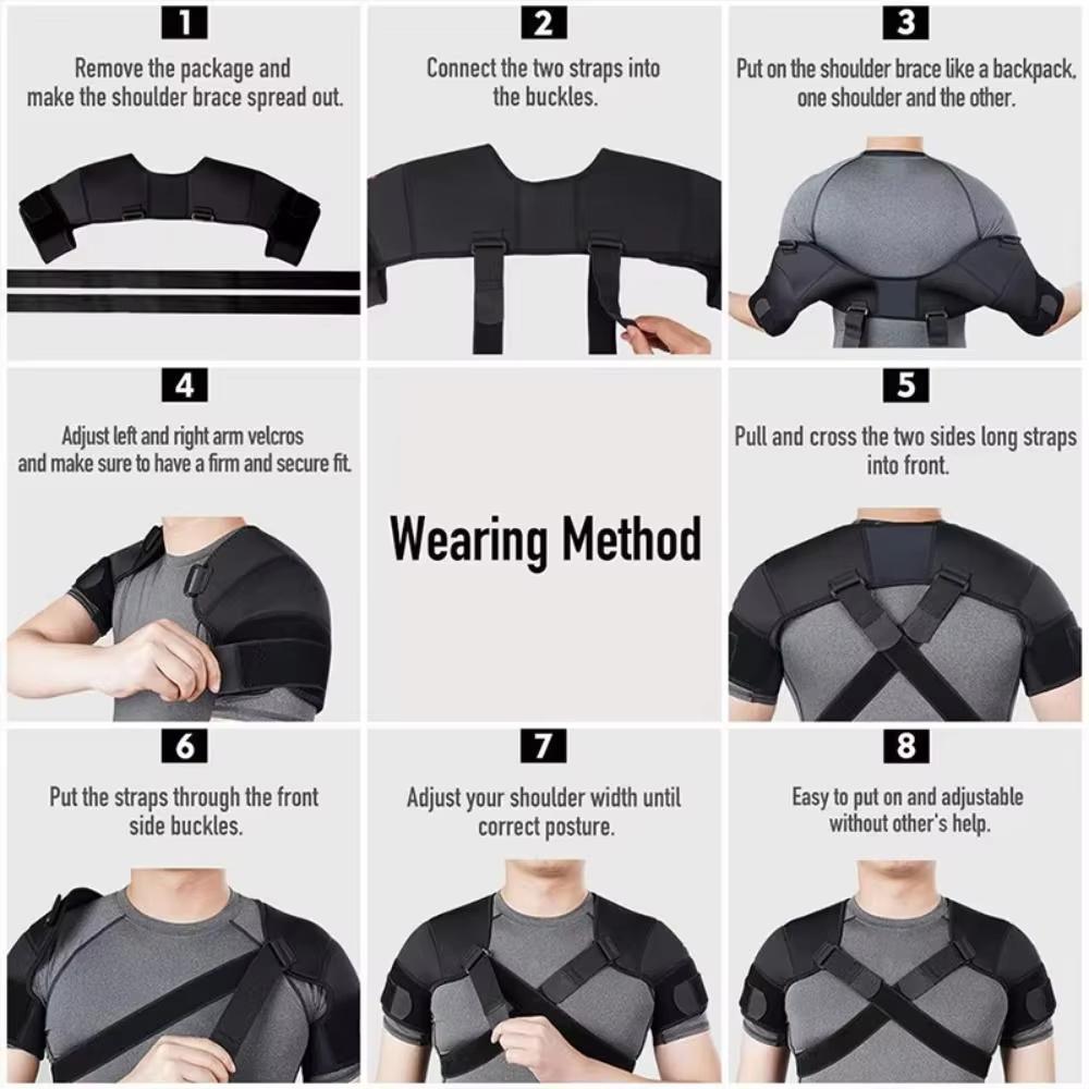 Double Shoulder Brace Sports Shoulder Support Belt Adjustable Shoulder Strap Cross Compression Bandage for Back Pain Relief