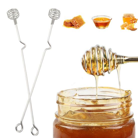 Stainless Steel Honey Dipper Honey Stirrer Multi-Purpose Mixing Spoon for Tea Cocktails Honey Stirring Rod for Syrup Jam Drinks