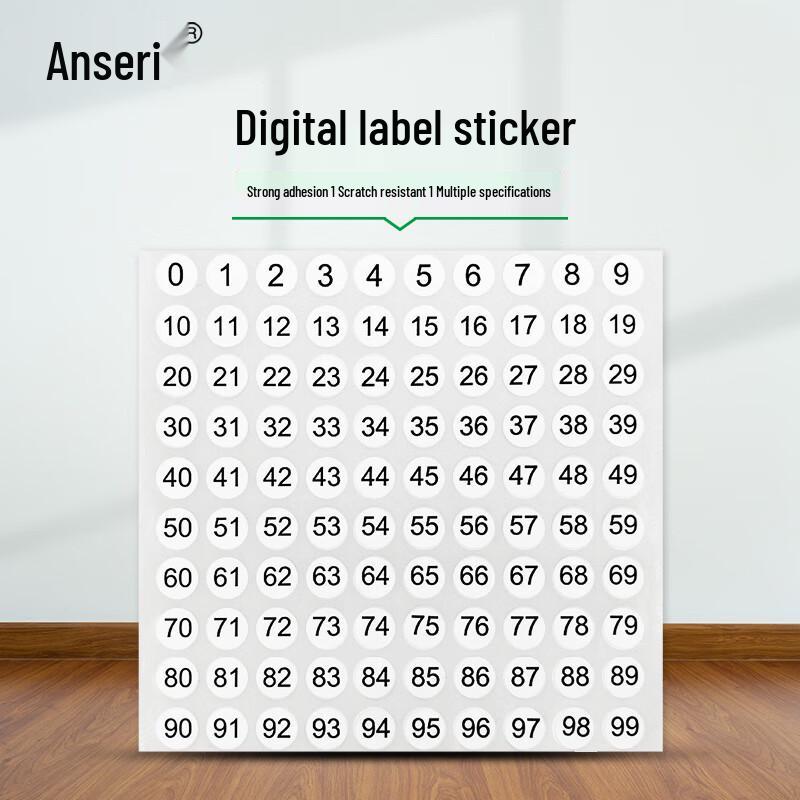 Round Digital Number Stickers