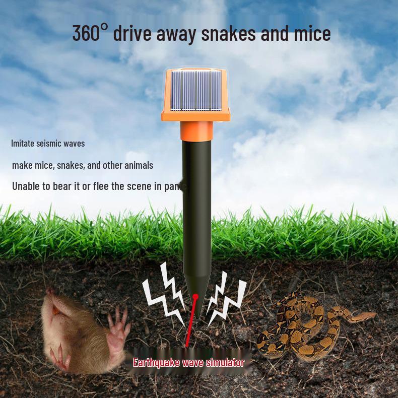 Solar-Powered Ultrasonic Mouse & Snake Repellent with LED Light for Outdoor Use