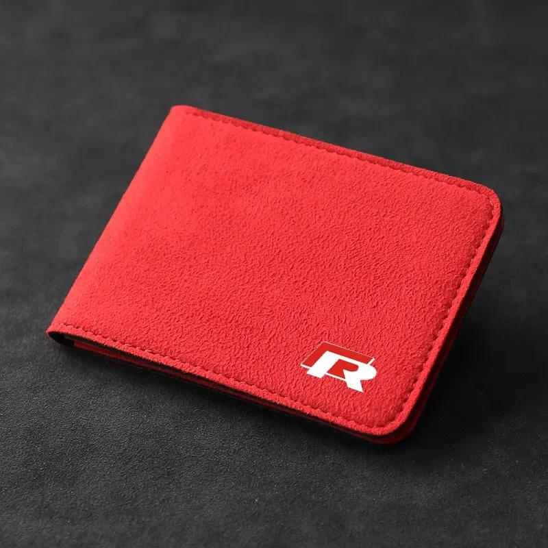 

For VOLKSWAGEN VW Suede Car Driver License Bag Storage Case Cover Holder For Volkswagen Rline Passat Santana Touareg Tiguan Golf