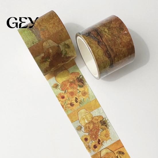 Layering Washi Tape Tape, Oil Painting Decorative Masking Artist Patterns Adhesive Japanese Paper for DIY Crafts, Junk Journal, Gift Wrapping,