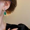 Silver needle emerald gourd zircon stud earrings niche temperament Chinese style earrings Guochao light luxury high-end earrings women