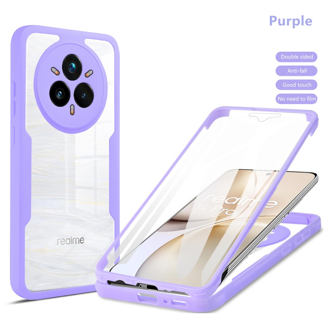 

Противоударный чехол с полной защитой корпуса для Realme 14 Pro 5G Pro+ Plus Защитная крышка Прозрачный Fundas Coque Capa Realme 14 Pro фиолетовый