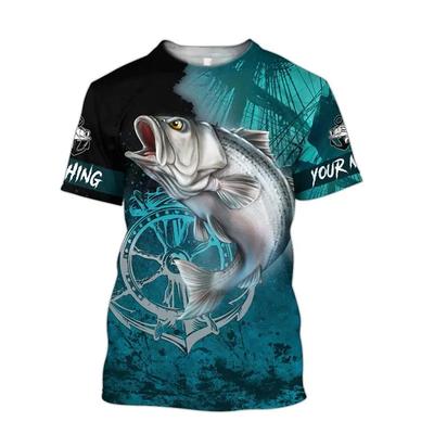 Fashion New Trend, Personalized 3D Printed Sea Fishing Pattern Short Sleeved Men's Loose T-shirt