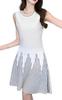 Toa Soa Knit Flared Striped Dress, Mini, Sexy, Sleeveless, Skirt, (03 - L, White)