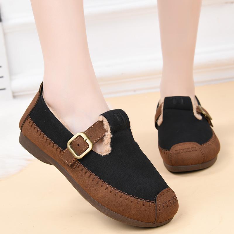 2025 Winter Fashion Women's Fleece-Lined Non-Slip Flat Shoes