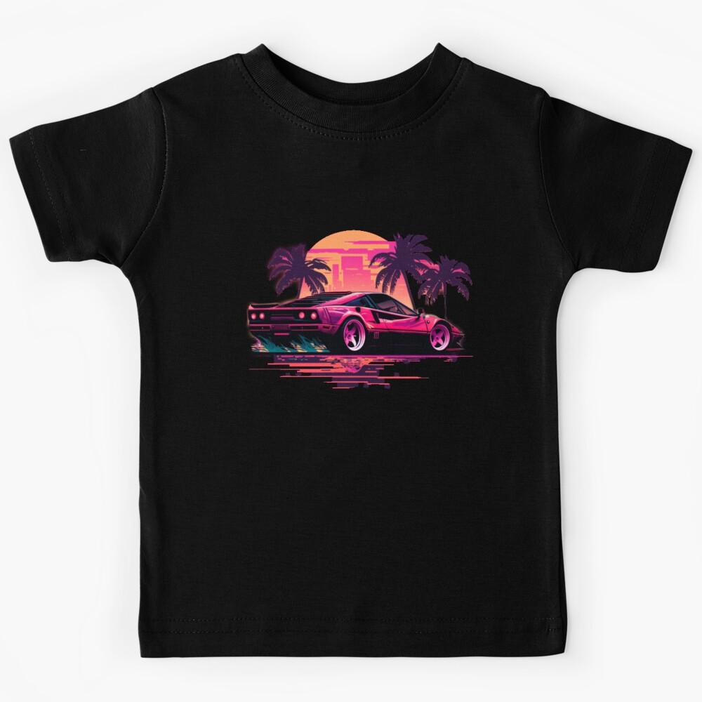 Ferrari Miami Vice synthwave sunset Kids T-Shirt 130