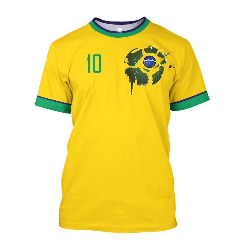Brazilian football summer fashion short-sleeved 3D Brazilian flag printed T-shirt Casual sports top men's clothing