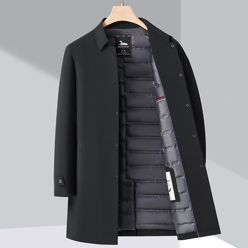 Mid-Length Men`s White Duck Down Winter