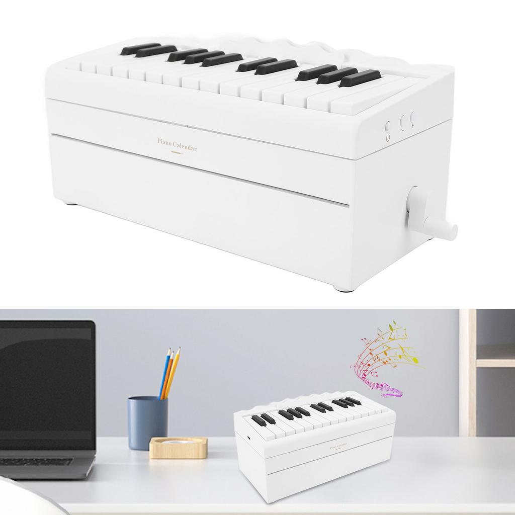 Playable Piano Calendar with 27 Cards 25 Keys Adjustment Volume 1000mAh Rechargble Hand Crank 2025 Desk Calender