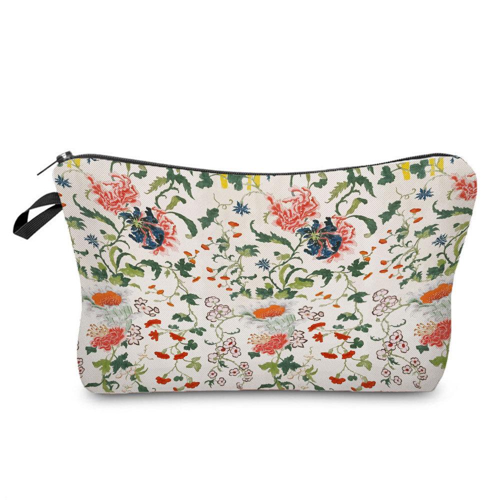 Women Flower Print Cosmetic Bag Toiletries Organize Travel Storage Case 6680
