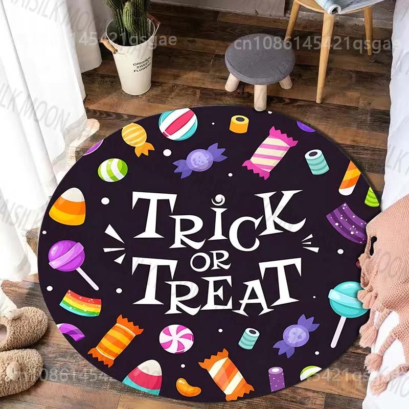 

Halloween Gift Carpet Cute Pumpkin Bat Ghost Print Round Mat for Bedroom Living Room Kid s Room Rug Diameter -60cm