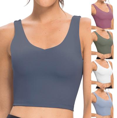 Fashion Women Sleeveless Vest Ladies Chest Pad Movement Short Tank Tops