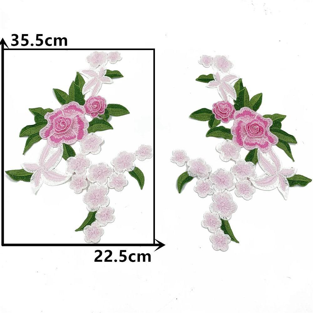1Pair Polyester Fiber Embroidery Flower Patch DIY Handmade Clothing Accessories Embroidery Floral Applique Sew On Patch Hat