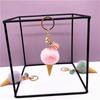 Ice Cream Keychain Cute Bag Cartoon Plush Pendant Sweet Cone Car Keychain Ring Furry Ball Creative Gift