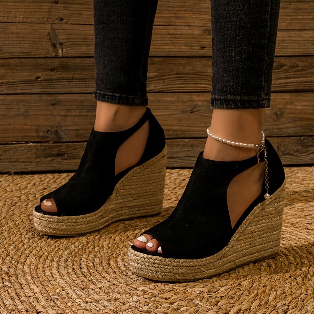 Ladies Elegant Open-toed Thick-soled Wedge Sandals