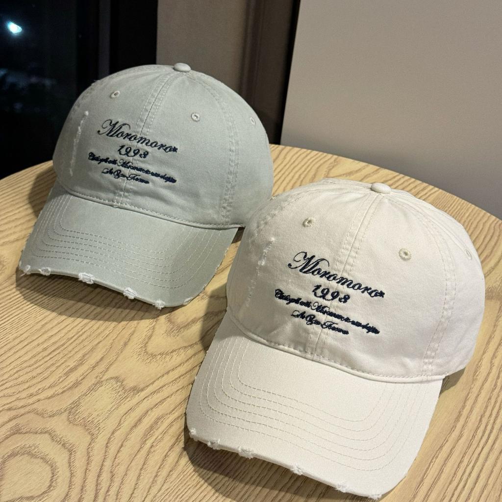New Letter Hole Baseball Cap Youth Fashion Street Youth Curved Brim Hat Korean Style Fashionable Face Small Peaked Cap
