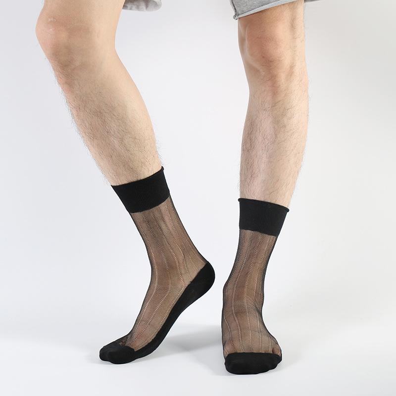 Men's Spring and Summer Simple Breathable Cylinder Crystal Stockings