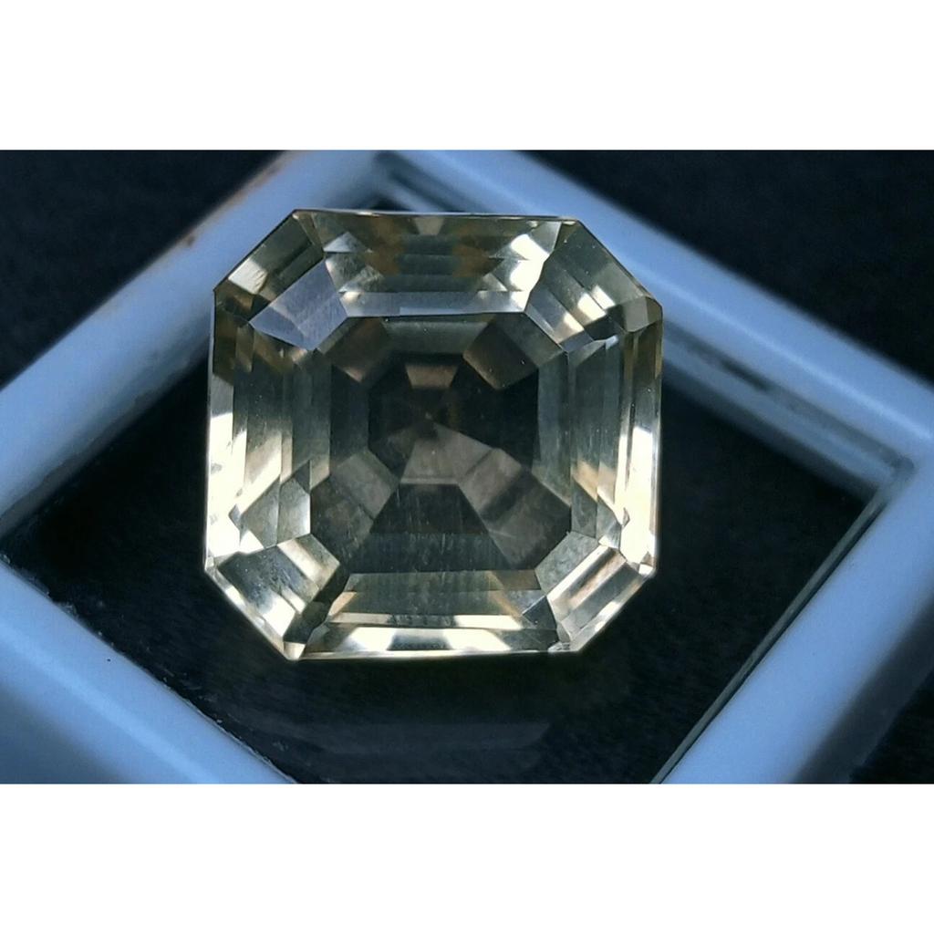 Beautiful Natural Light Yellow Sapphire 14+ Ct Asscher Cut Certified Gemstone