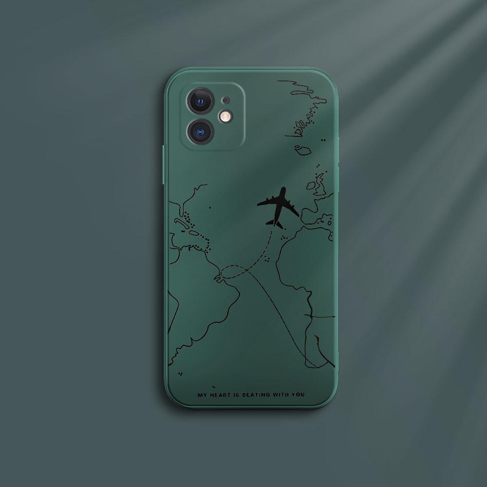 Travel-nspired Airplane Route Design Phone Case For iPhone 15 Pro Max 14 13 12 11 16 XS X XR 7 8 Plus SE Shockproof Soft Cover