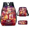 Hazbin Hotel Anime Ensemble de 3 pièces Sac à dos Étudiant Sac d'école à bandoulière Enfants Mignon Sac à dos de voyage Cadeau d'anniversaire pour enfants