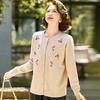 Pasite Embroidered Round Neck Knit Cardigan