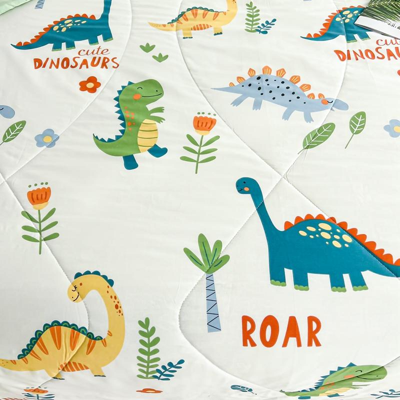 Cartoon Dinosaur Summer Quilt 100% Cotton Skin-friendly Breathable Air Conditioning Quilt Travel Camping Thin Blanket Washable