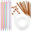 M-Modern-23 Pieces Tunisian Crochet Hooks Set 3-10 Mm Cable Bamboo Knitting Needle With Bead Carbonized Bamboo Needle Hook 2-8Mm