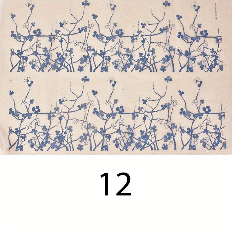 

1 шт. Папір для перенесення квітів з блакитної та білої порцелянової глини, Папір для перенесення на кераміку, глину, Папір для перенесення, Традиційне рукоділля, Багаторазовий папір