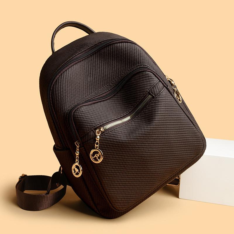 IELGY Ladies Large-Capacity Solid Color Temperament Fashion Backpack Casual Korean Simple Travel Backpack