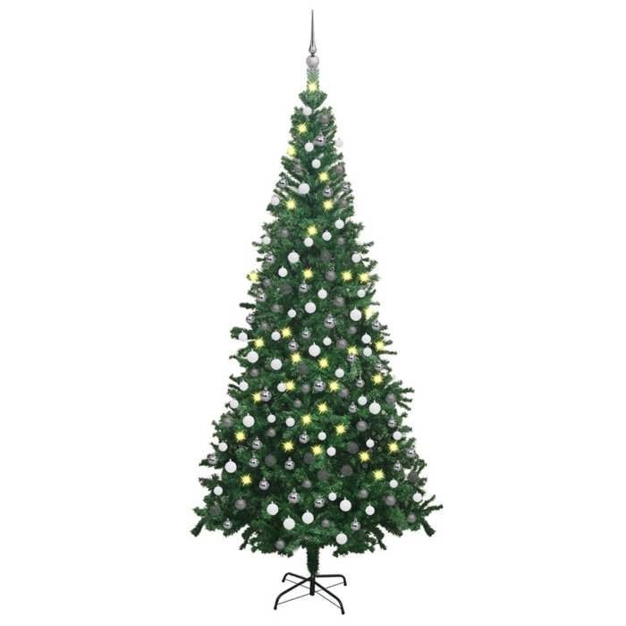 VidaXL Arbre de Noël artificiel avec LED et boules L 240 cm Vert 3077663
