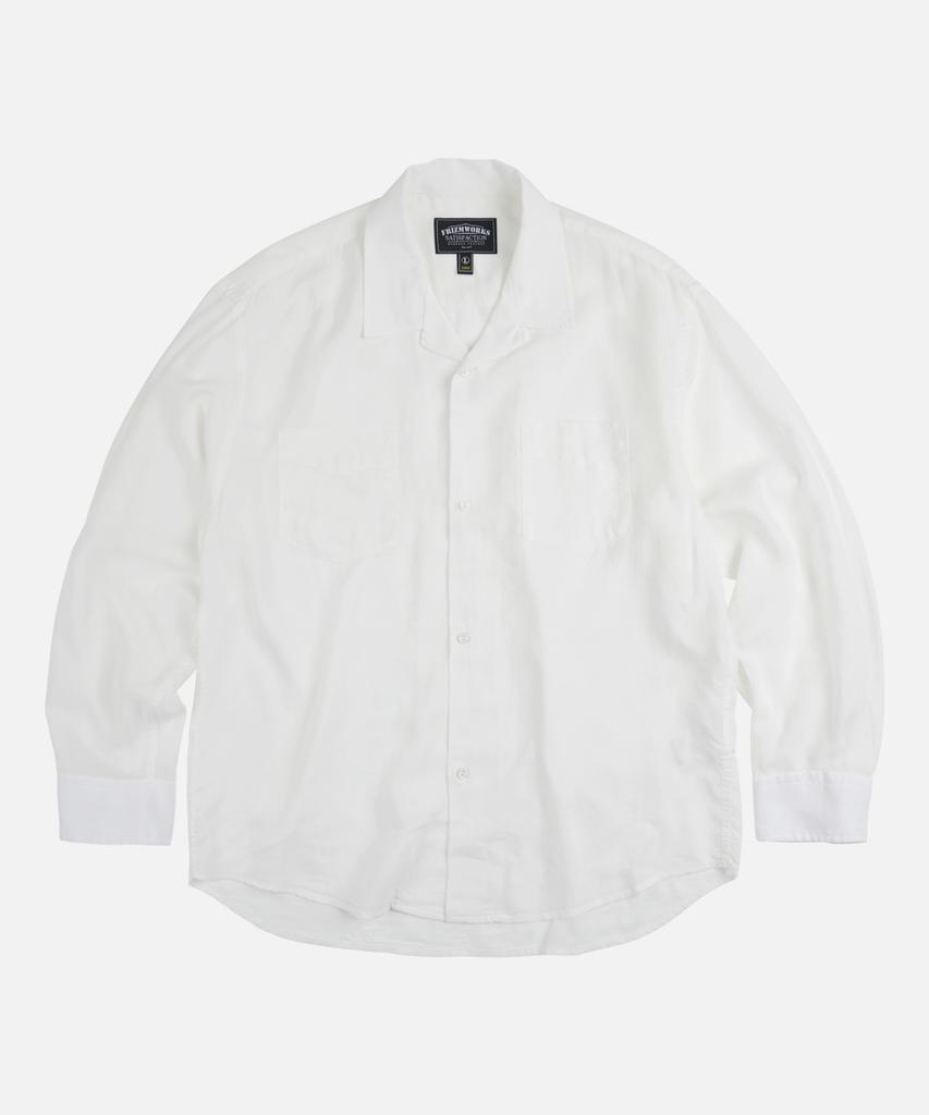 FRIZMWORKS Tencel Linen Open Collar Shirt _ Ivory