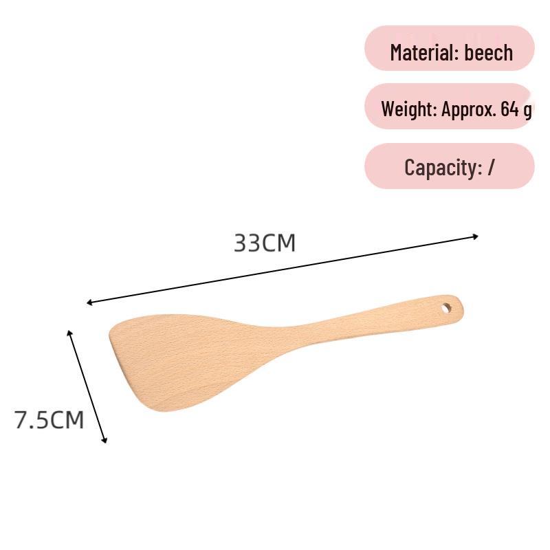 Japanese Beech Wood Spatula: Unpainted, Unwaxed, Non-stick, Long Handle