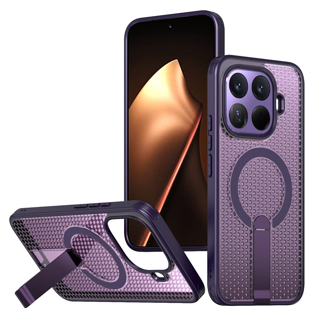 Magnetic Armor Phone Case For Xiaomi 15T Pro 14T 17 Pro 17Pro Max Hole Design Metal Bracket TPU Frame Acrylic Plastic Back Cover