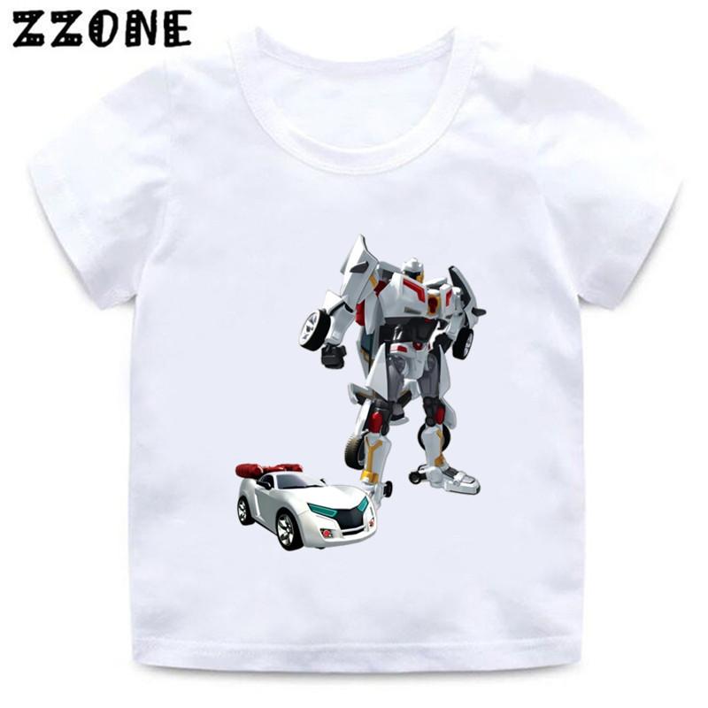 Tobot Evolution Transformer Robot Car Print Kids T-Shirts Girls Clothes Cartoon Baby Boys T Shirt Summer Children Tops