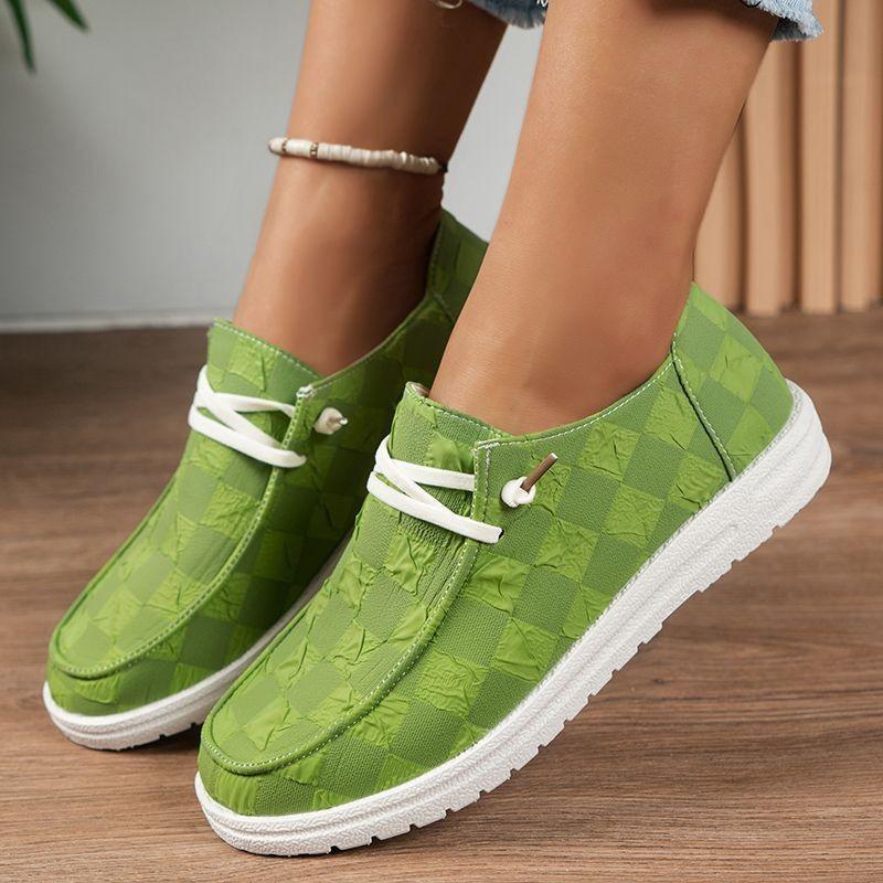 

2024 spring new large size round head front lace-up canvas shoes shallow mouth casual flat shoes women 43
