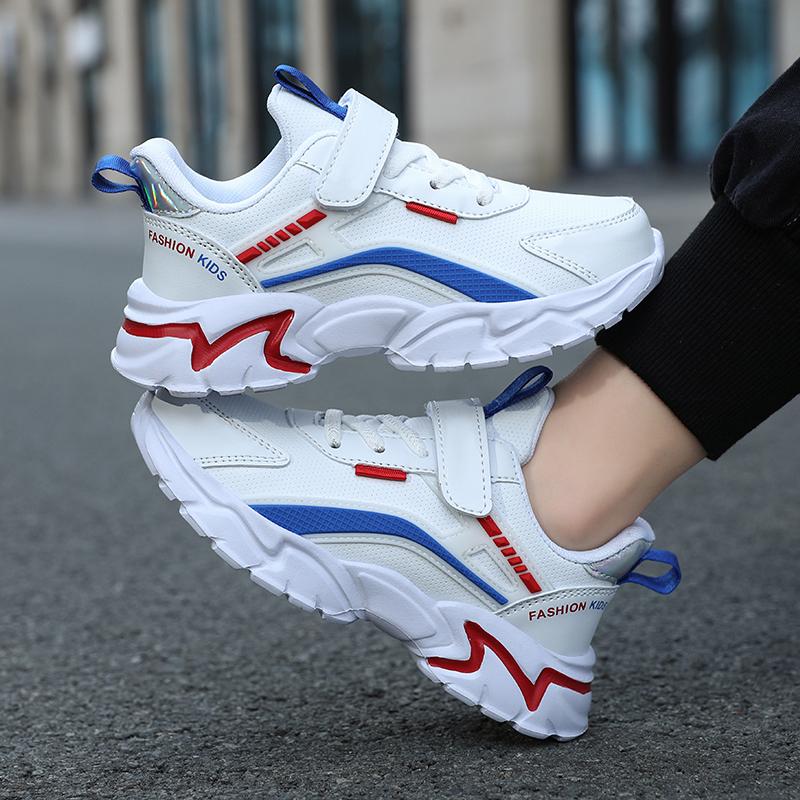 Кожаные белые теннисные спортивные кроссовки для мальчиков и девочек — фото 3