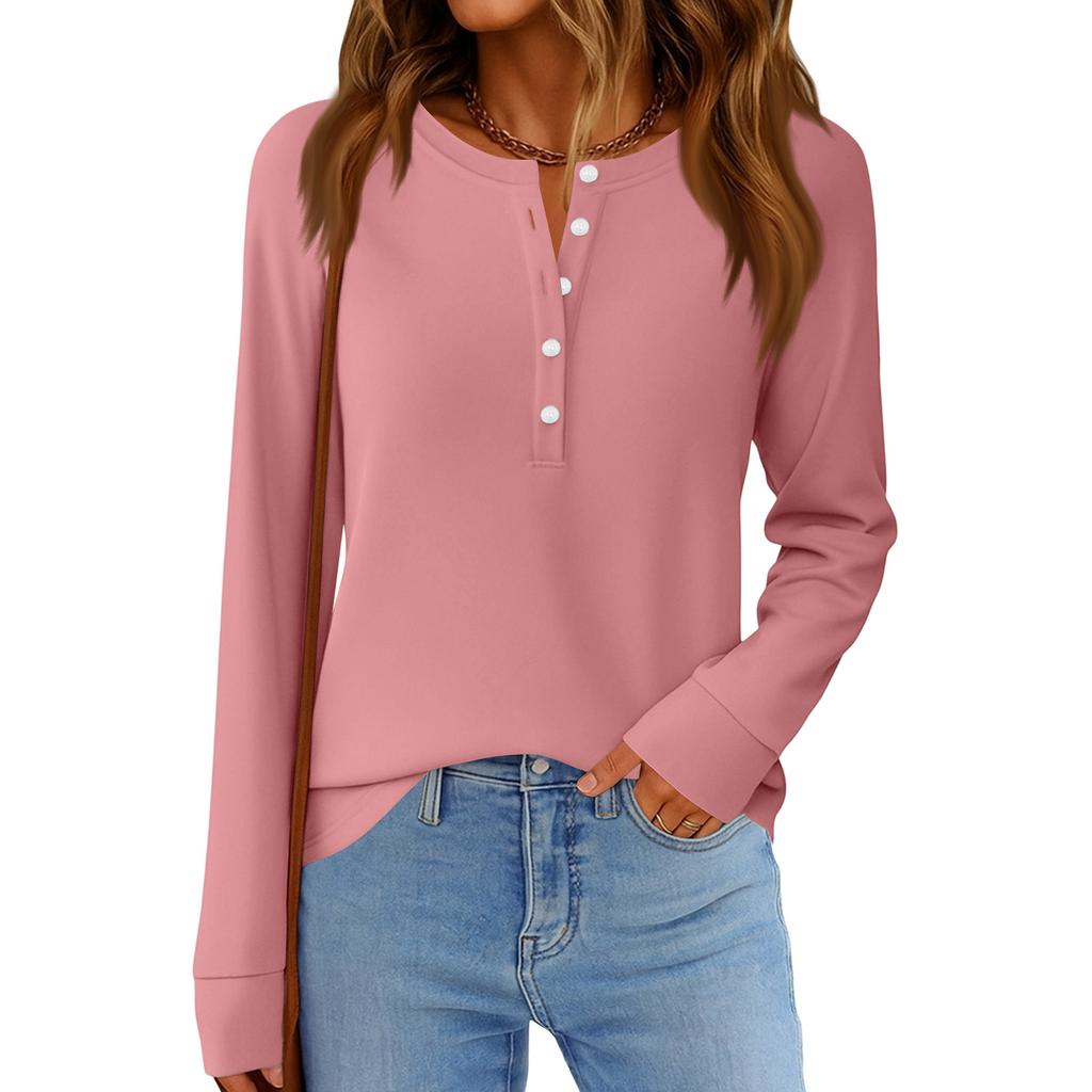 Women's Fashion  Loose Long Sleeve Round Neck Casual Top