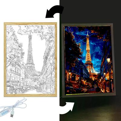 Güzel Şehir Paris Işık Boyama Fotoğraf Çerçevesi Led Gece Lambası Duvar Lambaları Yatak Başucu Masası Ev Dekoru Noel Hediyeleri Ay Lambası