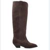 Krazing Pot Zapatos de Ante Nobuck de Vaca Natural Otoño Invierno con Tacón Talla Grande 45 Talla 44 Talla 46 Mujer Mantener Caliente Botas Altas