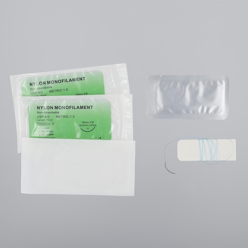 4/0 Medical Thread Suture Nylon Silk Veterinary Practice Suture Kit Non-injured for Medical Students Education
