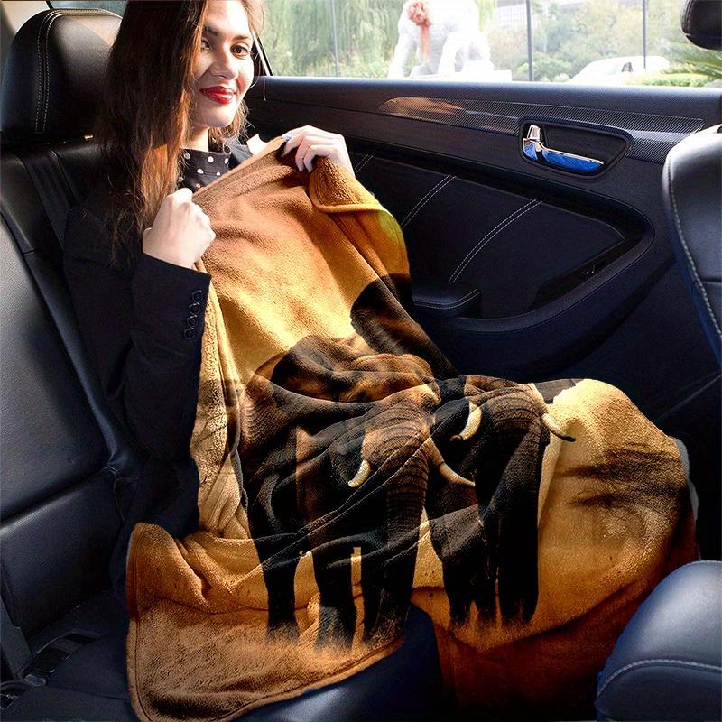 1pc. African Elephant Sunset Scene Blanket - Perfect for Home, Office, Outdoor Use, Gift Idea, Suitable for All Seasonsz041735