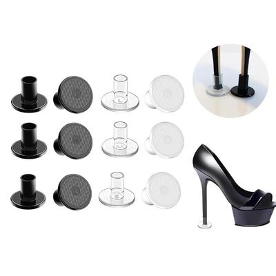 6 Pairs High Heel Caps - Protectors for Stiletto Heels, Anti-Slip Heel Stoppers for Weddings, Parties & Outdoor Events, Black-Transparent