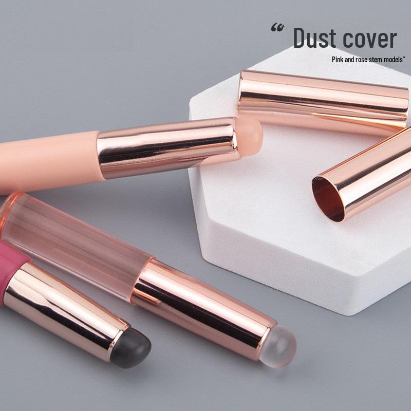 Q Soft Silicone Lip Brush: Portable Mini Round Head Lipstick & Concealer Applicator with Cover.