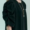 Maxza Color Block Shirring Puff Sleeve Long Dress Zc07qp003on
