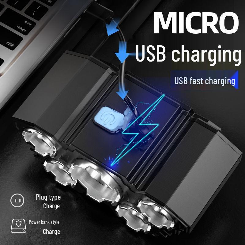 Wiederaufladbare Wasserdichte 5-LED Stirnlampe - Superhell, Tragbar, für Outdoor-Nutzung und Angeln